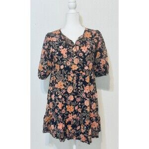 Old Navy Youth Girls Size 14 XL Short Sleeve Ruffled Foral Babydoll Dress